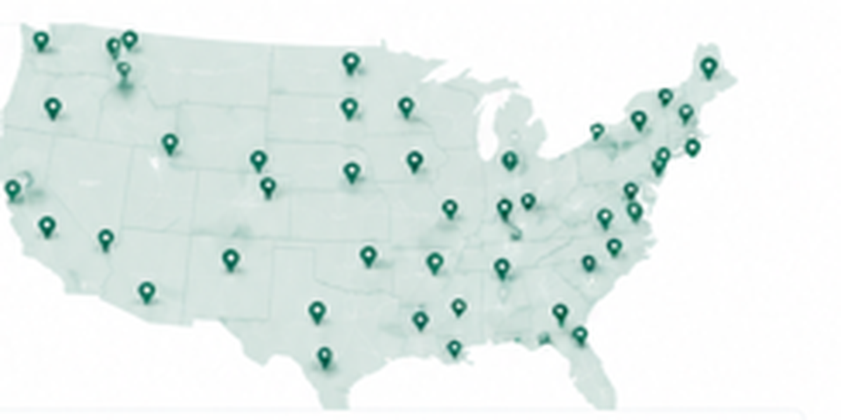 USA map with service locations